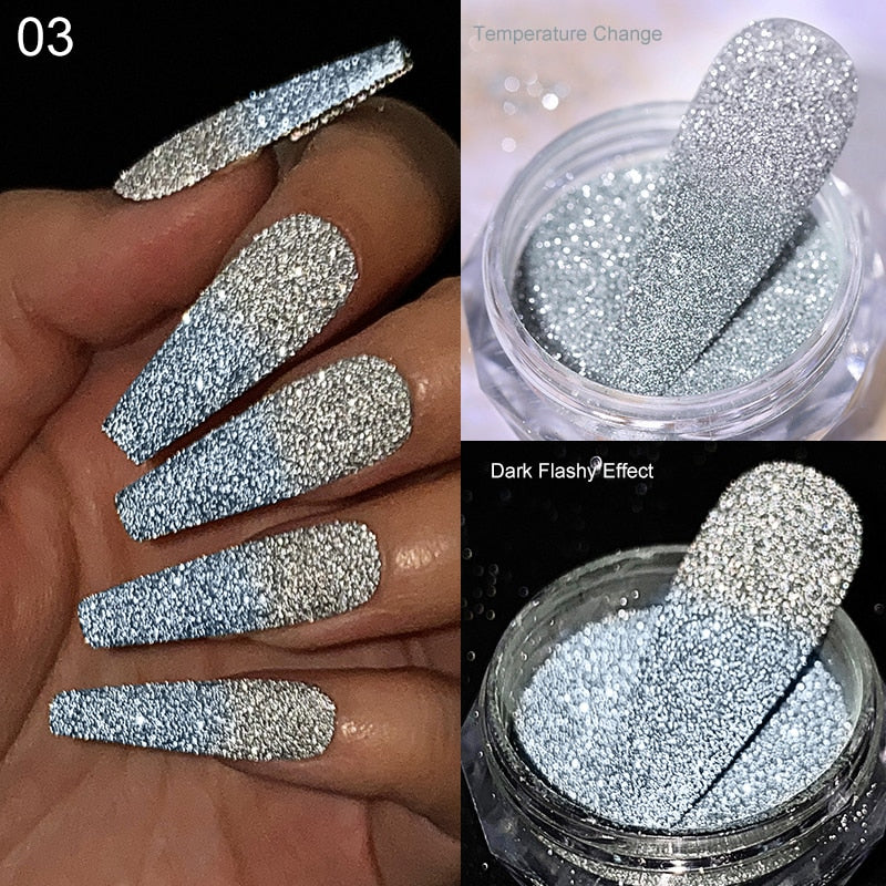 Glitter Powder Silver Glitter Iridescent Flakes Nails