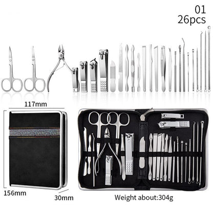 26Pcs/Set Stainless Steel Nail Clipper Pedicure Tool