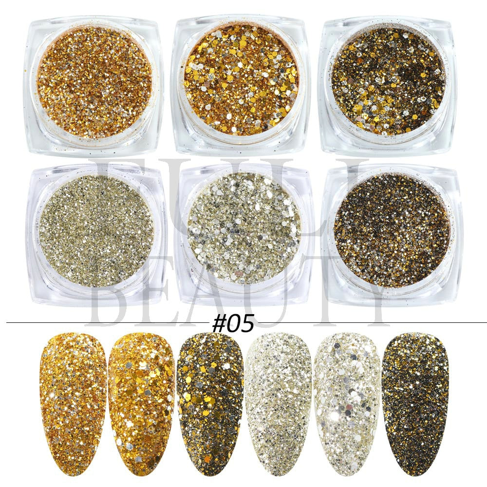 Glitter Sandy Sugar Powder Black White Silver Grainy Shinning Sequins