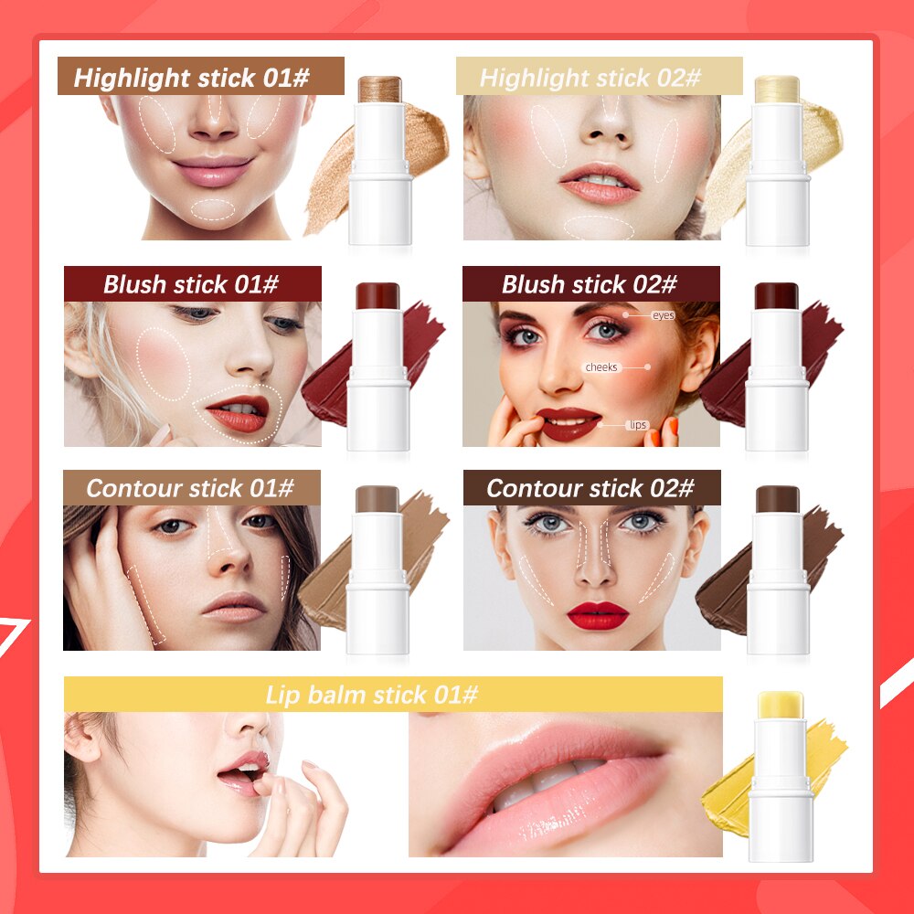 Multifunctional Face Blush Lipstick Highlighter