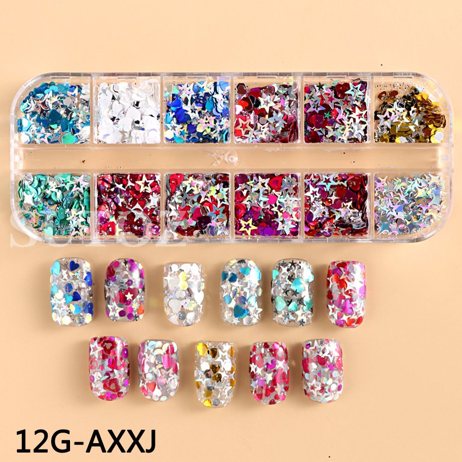 Shining Nails Sequins Pink Iridescent Glitter Slices Hexagon