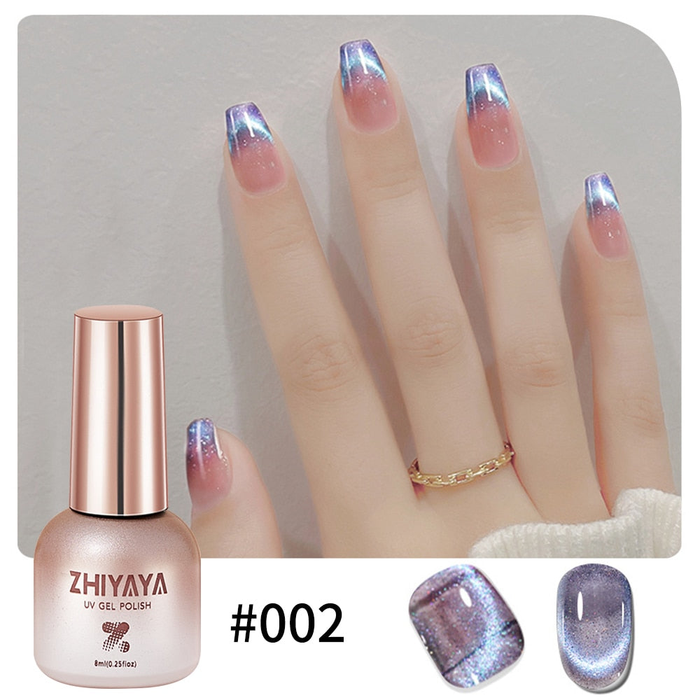 8ml 9D Rainbow Cat Magnetic Gel Pink Purple Blue Magnetic Nails