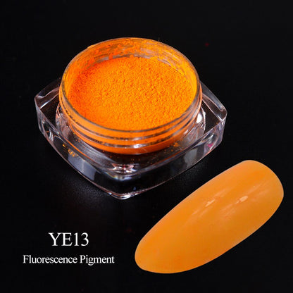 Neon Pigment Yellow Green Orange Rubbing Nail