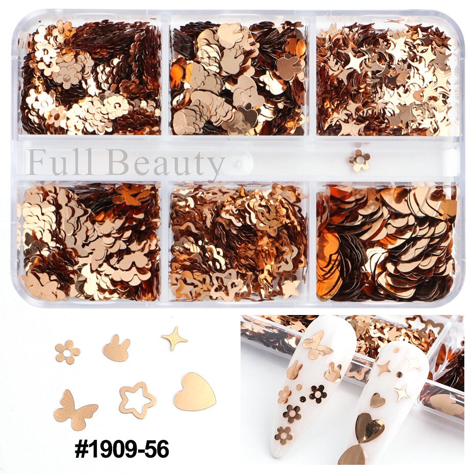 6 Grids Pearl Glitter Powder Aurora Effect Holographic Mirror Nails