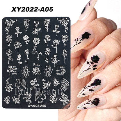 French Art Stamping Wave Flower Love Lace Stamp Nail