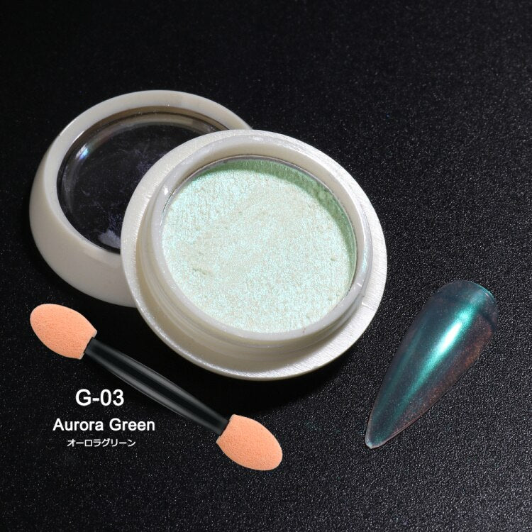 Neon Pigment Yellow Green Orange Rubbing Nail