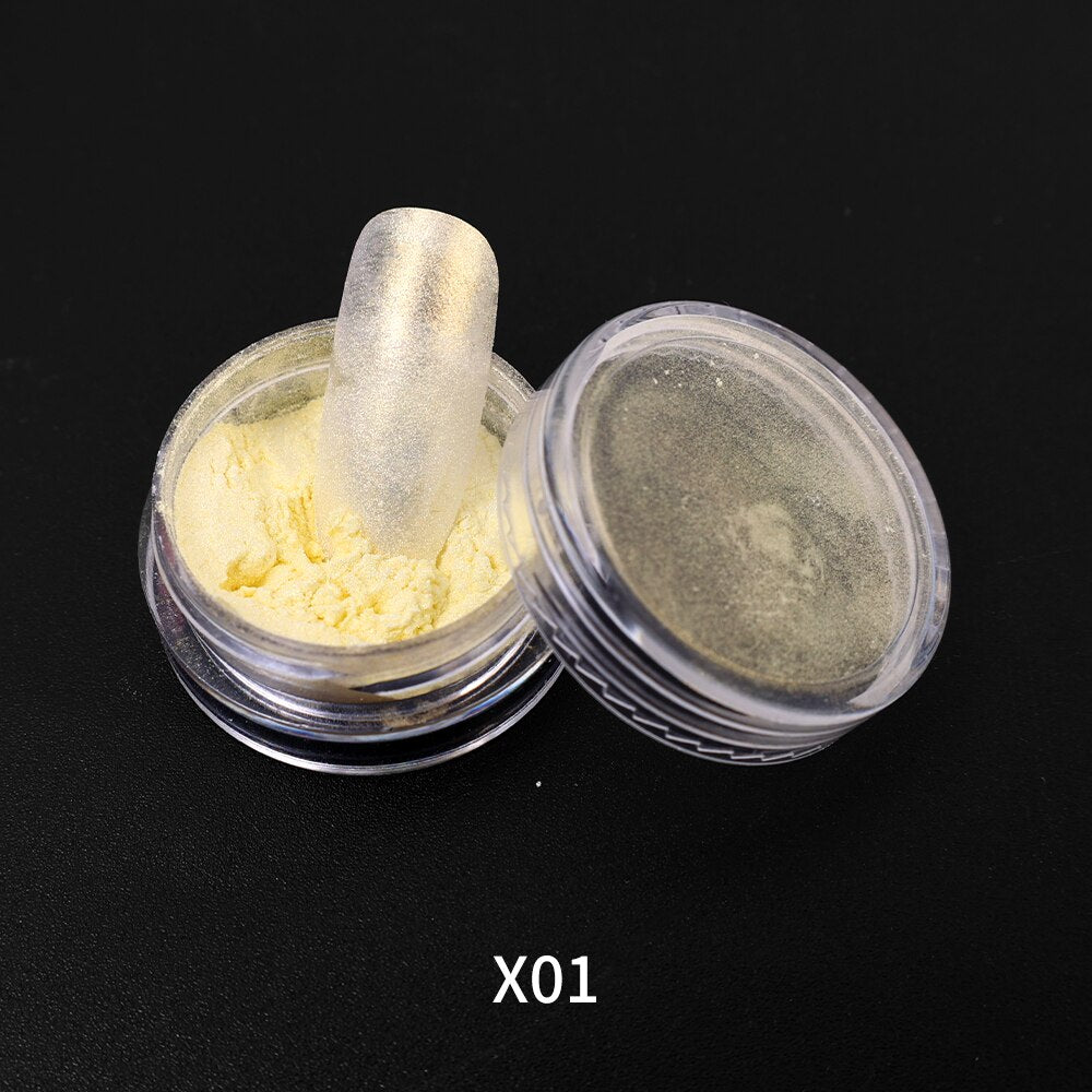 Moonlight Mirror Power White Silver Glitters Metallic  Nails