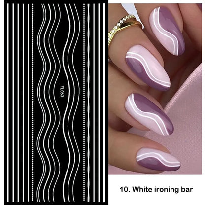 3D Stickers  Lines Holographic Silver Stripe  Nail