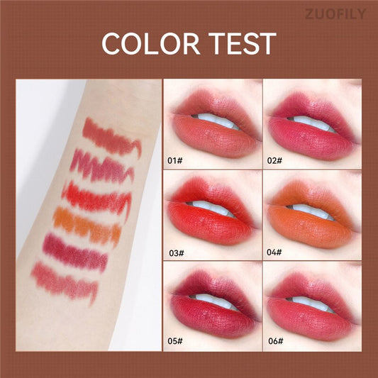 6pcs Cute Mini Lipstick Set Matte Velvet Coffee