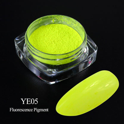 Neon Pigment Yellow Green Orange Rubbing Nail