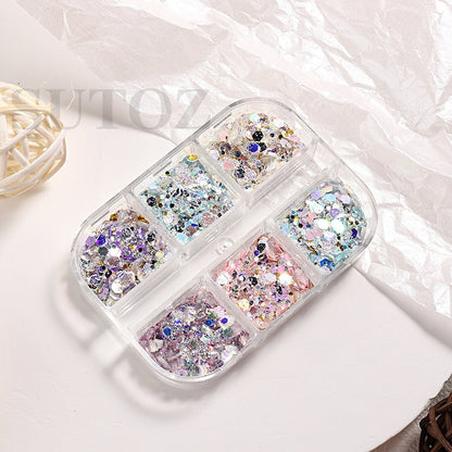 Shining Nails Sequins Pink Iridescent Glitter Slices Hexagon