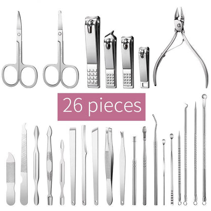 26Pcs/Set Stainless Steel Nail Clipper Pedicure Tool
