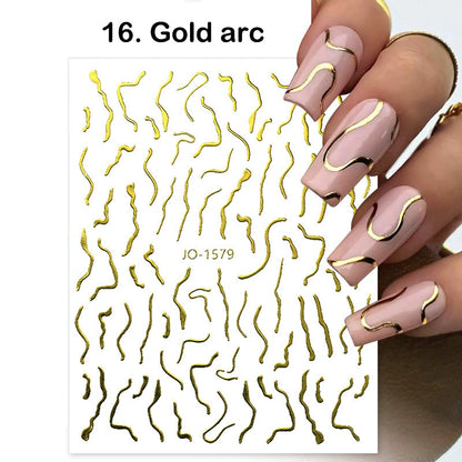 3D Stickers  Lines Holographic Silver Stripe  Nail