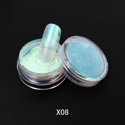 Moonlight Mirror Power White Silver Glitters Metallic  Nails