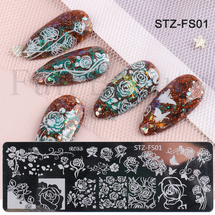 French Art Stamping Wave Flower Love Lace Stamp Nail