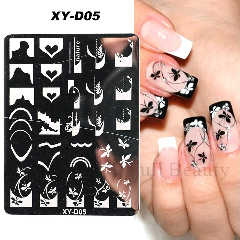 French Art Stamping Wave Flower Love Lace Stamp Nail