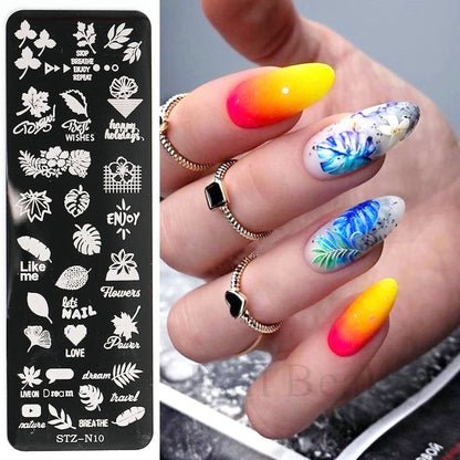 French Art Stamping Wave Flower Love Lace Stamp Nail