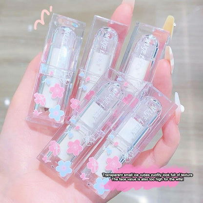 Matte Lipstick Velvet Retro Summer Lip Gloss Flowers Transparent Small Ice Cubes Lasting Non-stick Cup Lips Tinted Solid Pigment