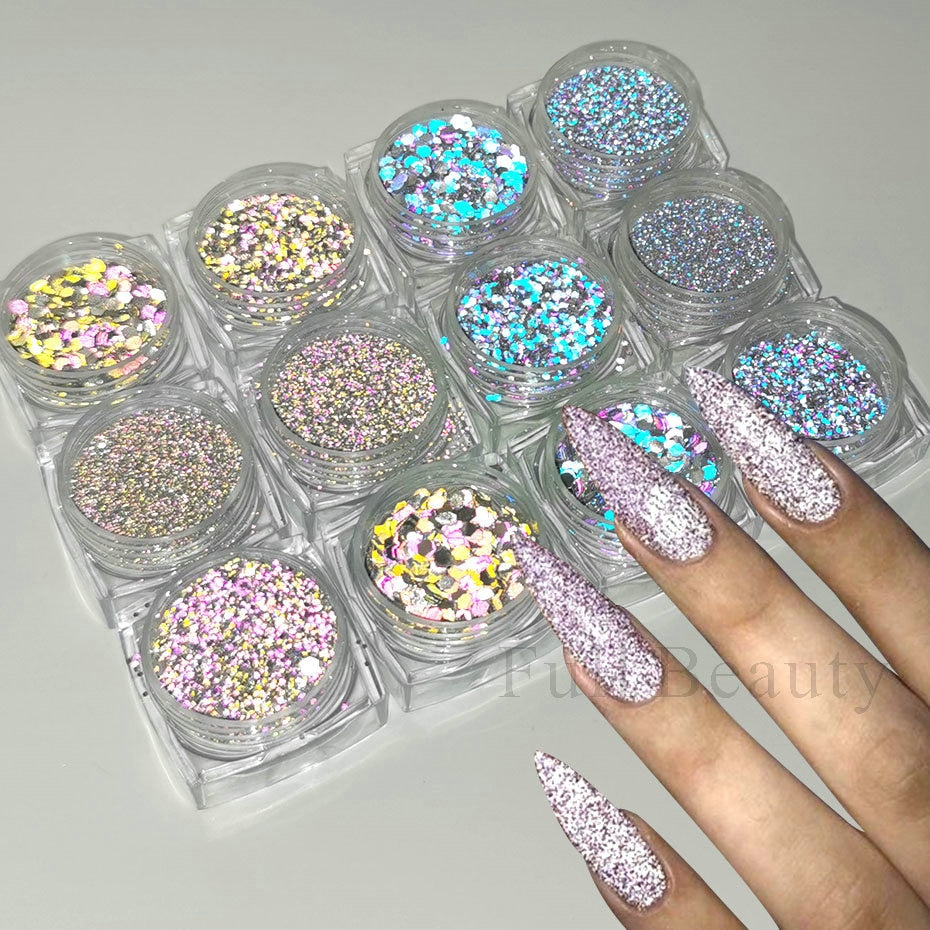 Reflective Glitter Iridescent Powder Sequins for Nails Sparkly
