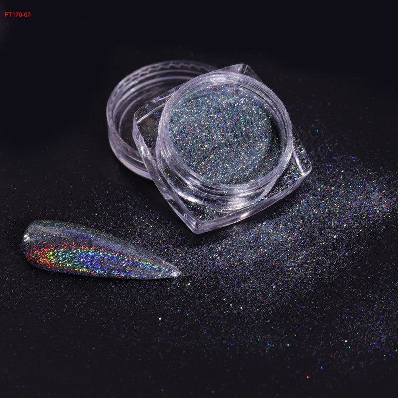 Holographic Powder Laser  Magic Mirror Glitter Rub Dust  Nail