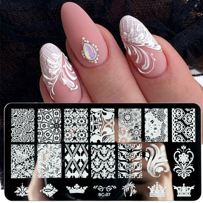 French Art Stamping Wave Flower Love Lace Stamp Nail