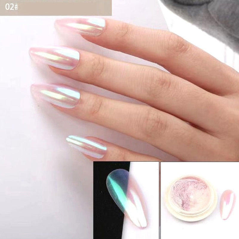 Holographic  Dust Ice Neon Mermaid Mirror Glitter Pearl Aurora Nail