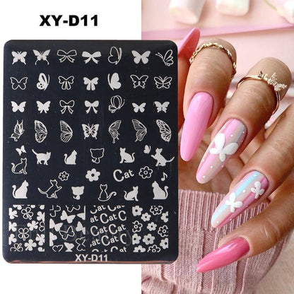 French Art Stamping Wave Flower Love Lace Stamp Nail