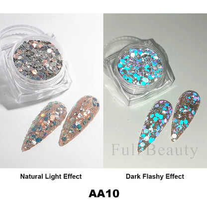1Box Reflective Powder Sequins Holographic Glitter Nails