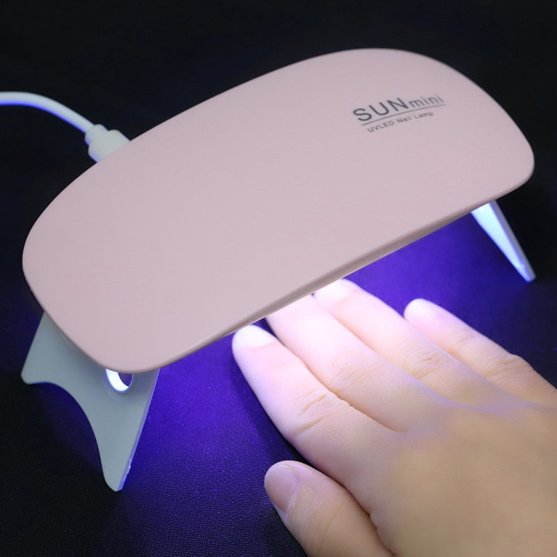 6W Mini Lamp UV LED Gel Polish Cured Pink White Nail