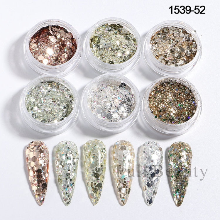 Glitter Sandy Sugar Powder Black White Silver Grainy Shinning Sequins