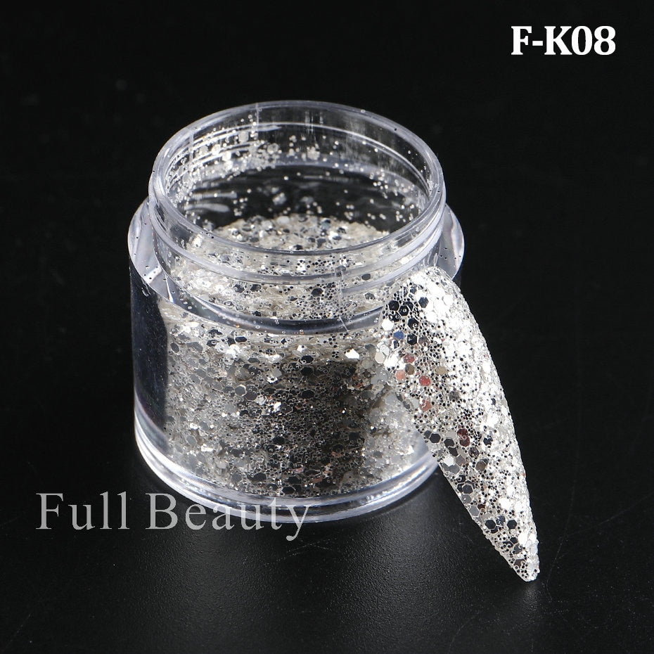 Shiny Glitter Sugar Sand Nails 3D Acrylic Flowers White