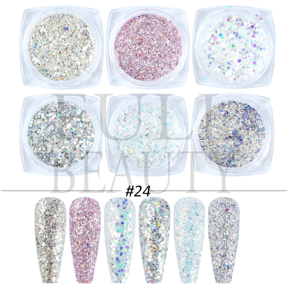 Glitter Sandy Sugar Powder Black White Silver Grainy Shinning Sequins