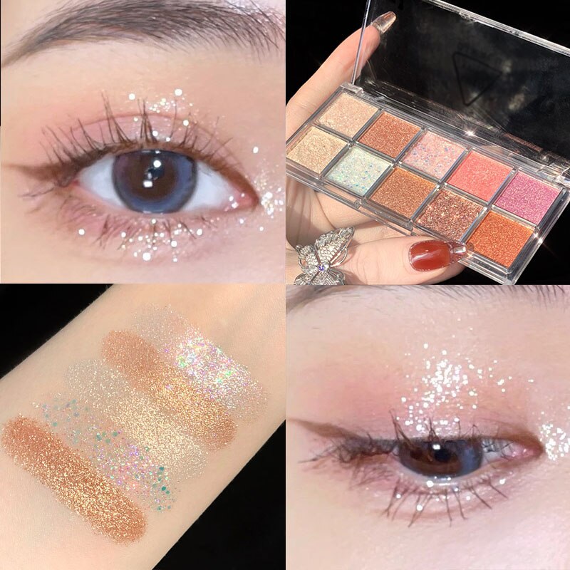 Glitter Sequins Eye Shadow Palette Waterproof Matte Nude Earth Color Eyeshadow Palette Makeup for Women Shiny Eyes Cosmetic Tool