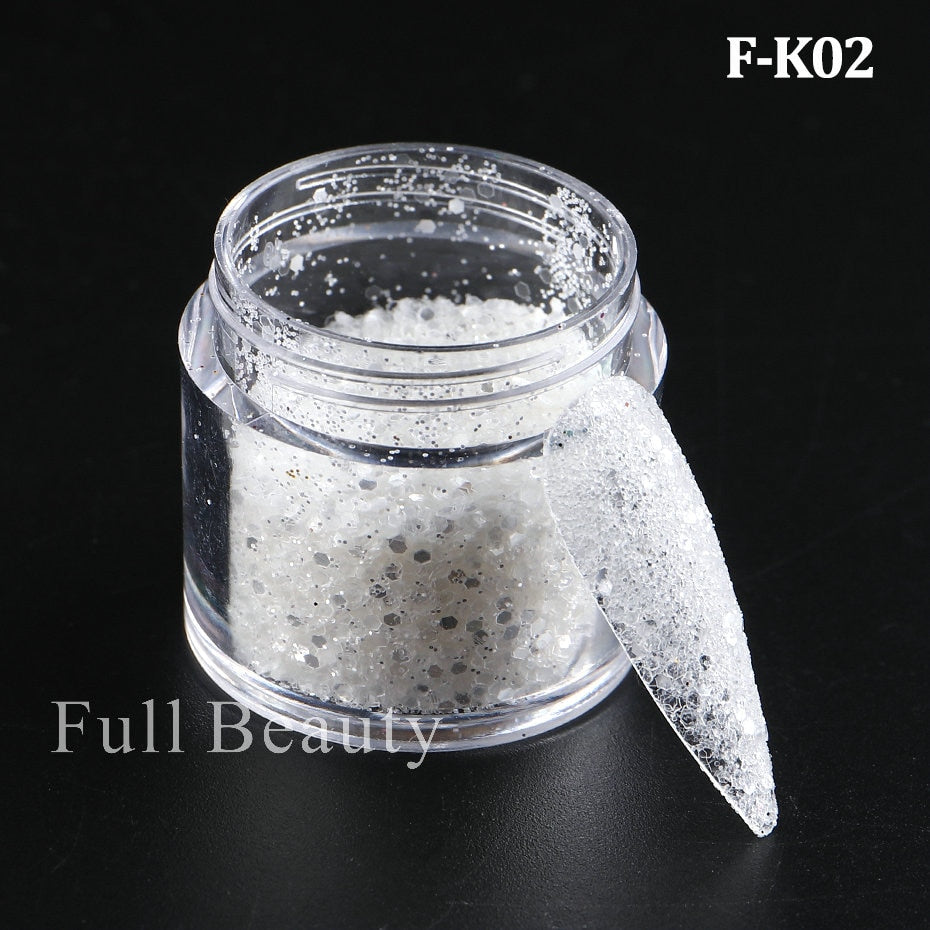 Shiny Glitter Sugar Sand Nails 3D Acrylic Flowers White