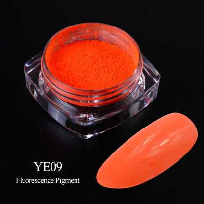 Neon Pigment Yellow Green Orange Rubbing Nail