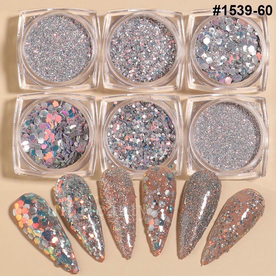 Glitter Sandy Sugar Powder Black White Silver Grainy Shinning Sequins