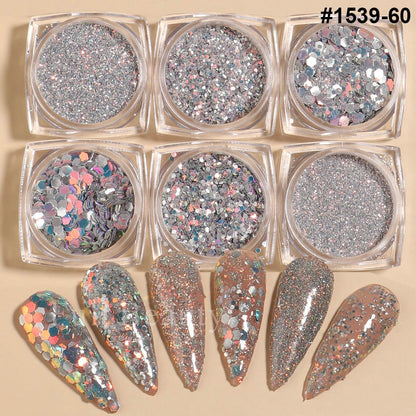 Glitter Sandy Sugar Powder Black White Silver Grainy Shinning Sequins