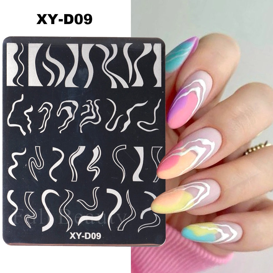 French Art Stamping Wave Flower Love Lace Stamp Nail