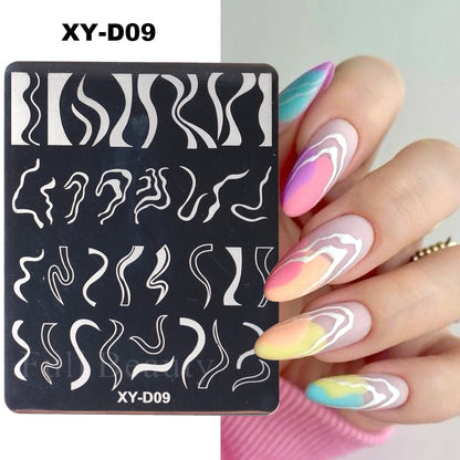 French Art Stamping Wave Flower Love Lace Stamp Nail