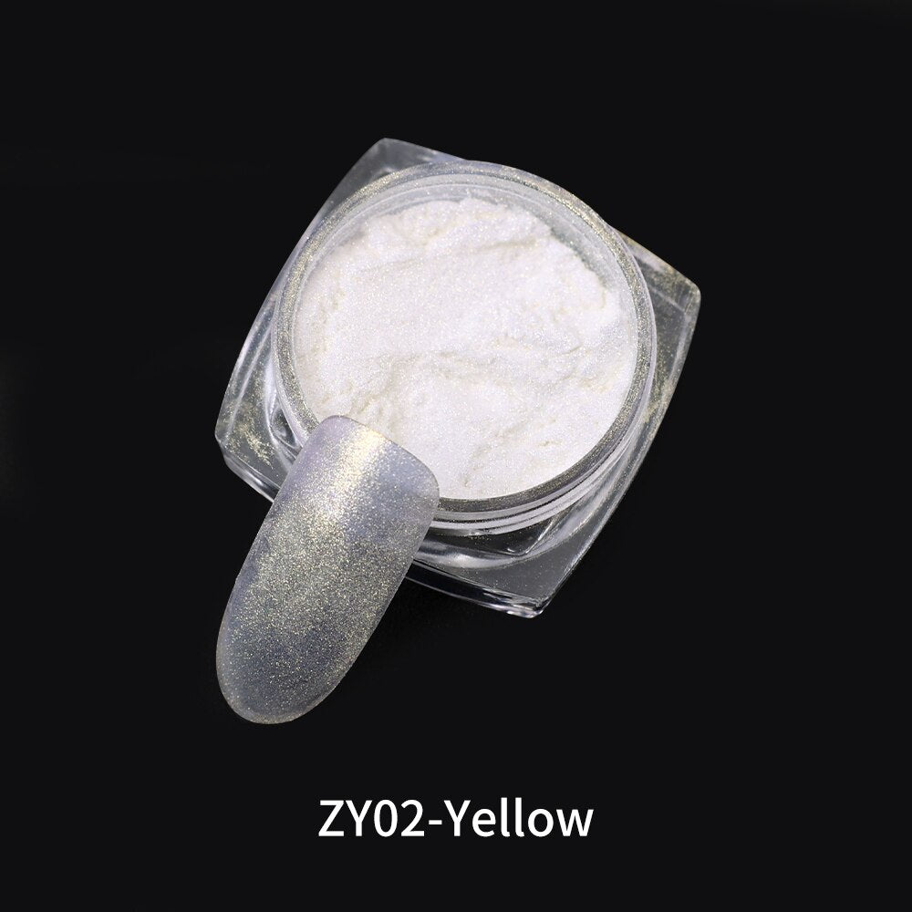 Moonlight Mirror Power White Silver Glitters Metallic  Nails