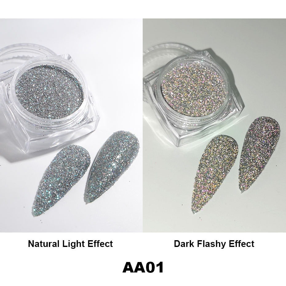Reflective Glitter Iridescent Powder Sequins for Nails Sparkly
