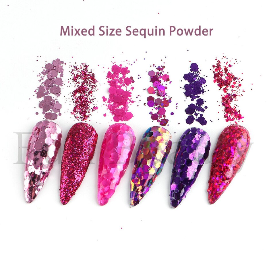 Red Princess Sequin Nails Spangles Holographic Glitter Powder