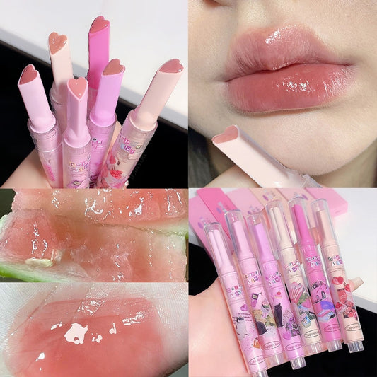 Mirror Love Heart Shape Lipstick Pen Water-light Lip