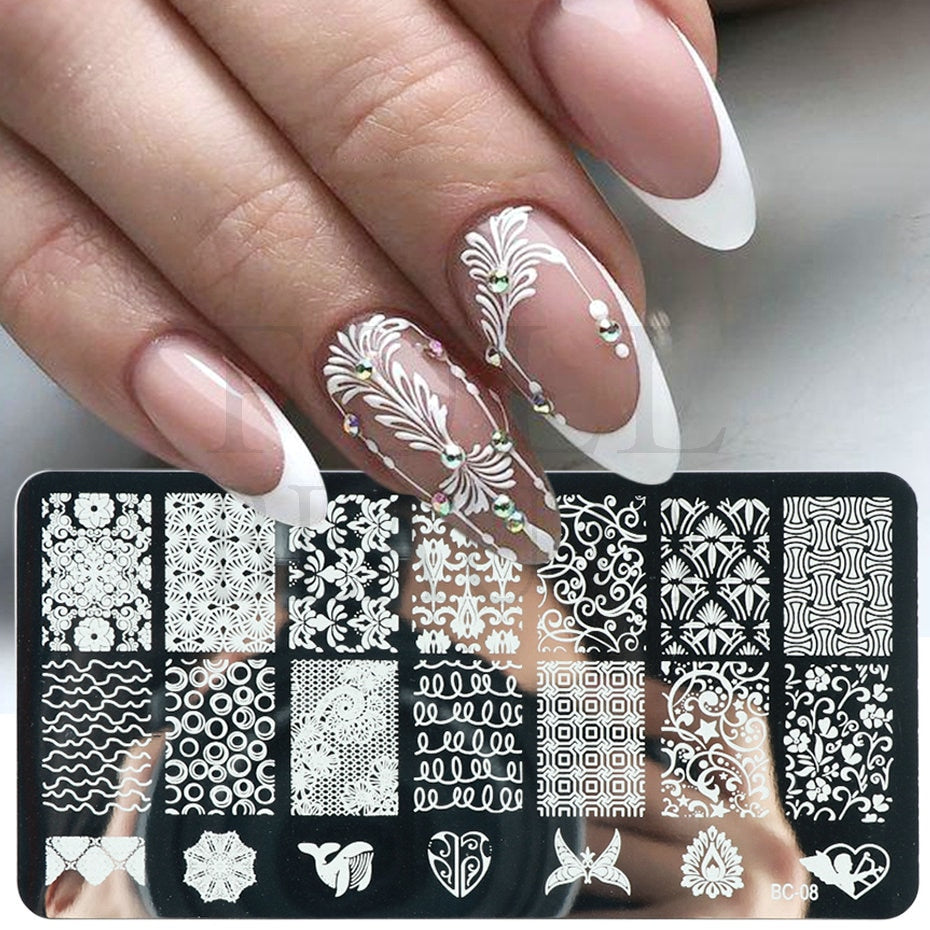 French Art Stamping Wave Flower Love Lace Stamp Nail