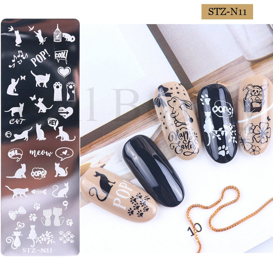 French Art Stamping Wave Flower Love Lace Stamp Nail