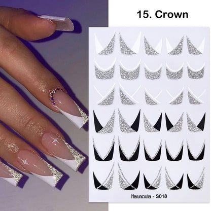 3D Stickers  Lines Holographic Silver Stripe  Nail