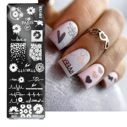 French Art Stamping Wave Flower Love Lace Stamp Nail