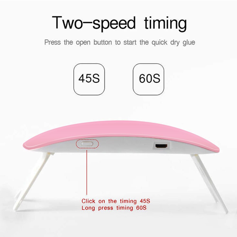 6W Mini Nail Dryer Machine Portable 6 LED UV Lamp