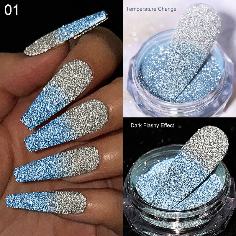 Glitter Powder Silver Glitter Iridescent Flakes Nails