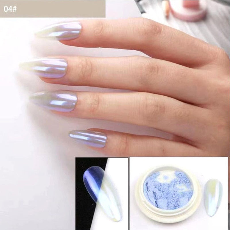 Holographic  Dust Ice Neon Mermaid Mirror Glitter Pearl Aurora Nail